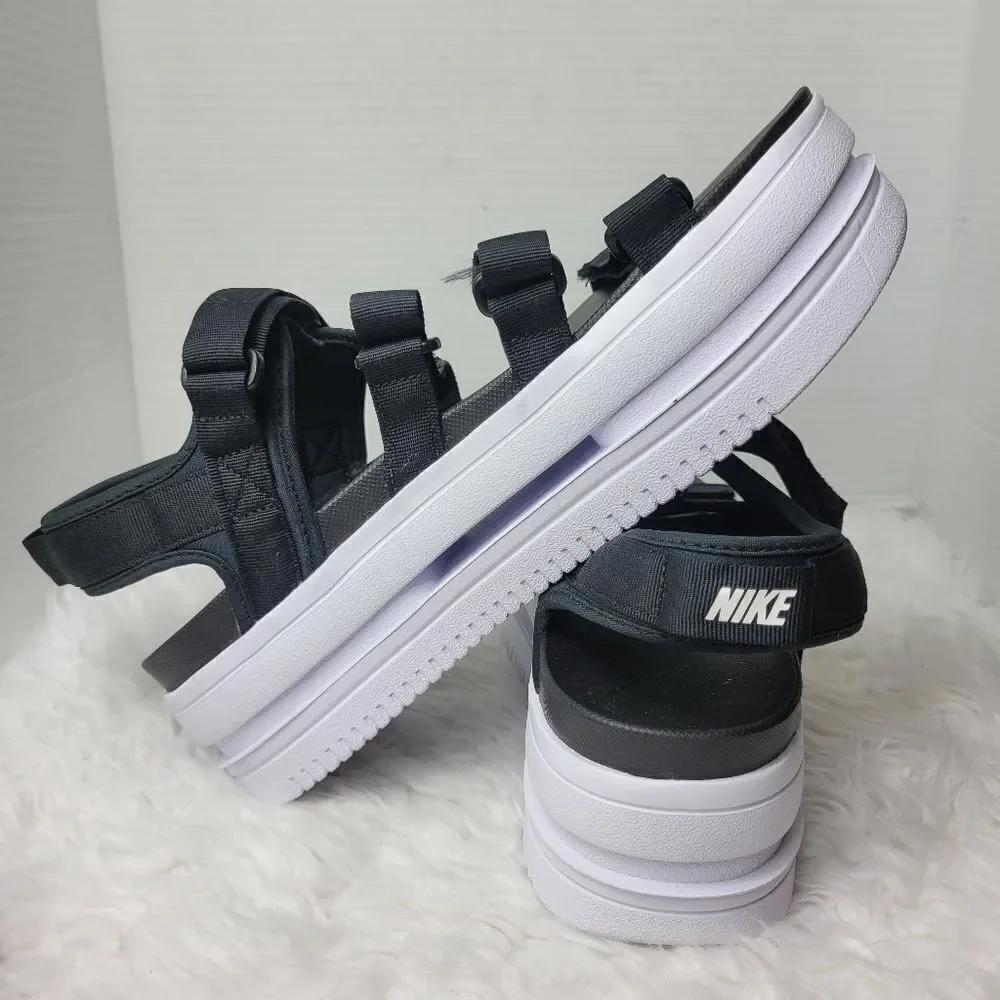 Nike Womens Size 12 Icon Classic Platform Sandals Black Strappy DH0224-001